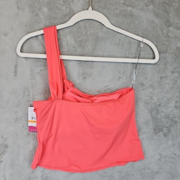 Vince Camuto One-Shoulder Tankini Top Womens Size S Pop Coral Removeable Pads - Picture 5 of 6